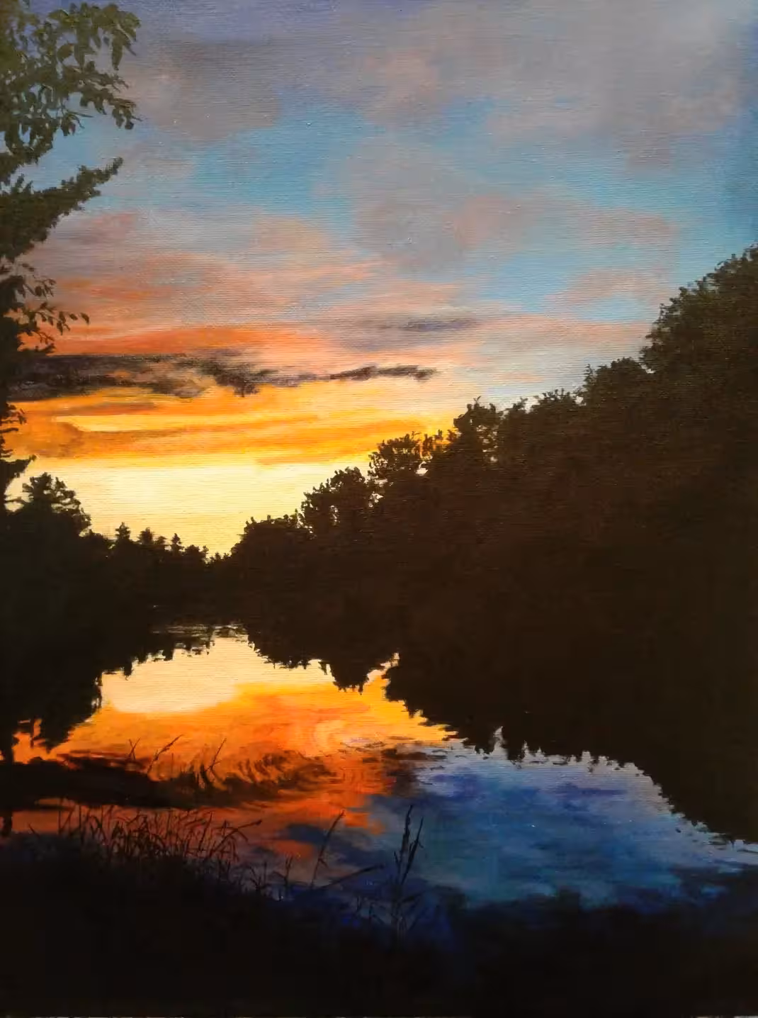 painting of a sunset view at a body of water